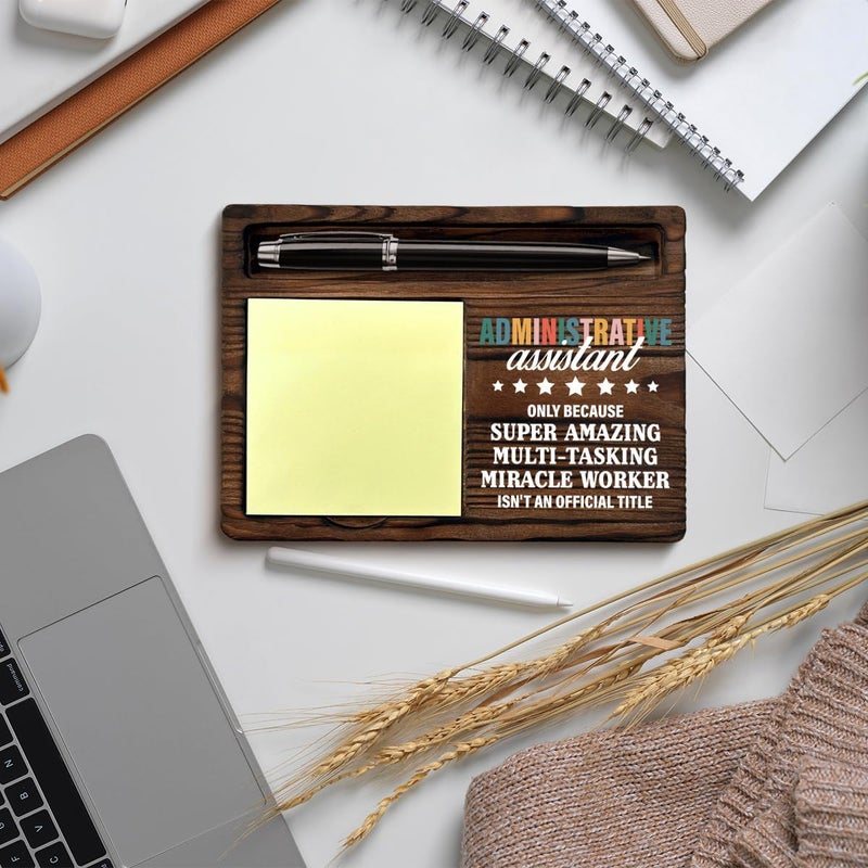 QODMGD Administrative Assistant Gifts for Women Men, Thank You Gift for Admin Assistants Secretary Miracle Worker, Administrative Assistant Sticky Note Holder for Office Desk Decor - Image 5